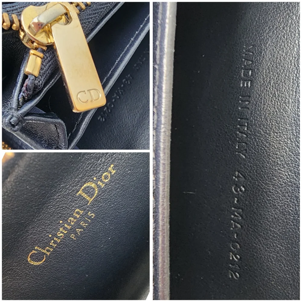 Auth Christian Dior Calfsin Vibe Voyageur Card Holder Wallet